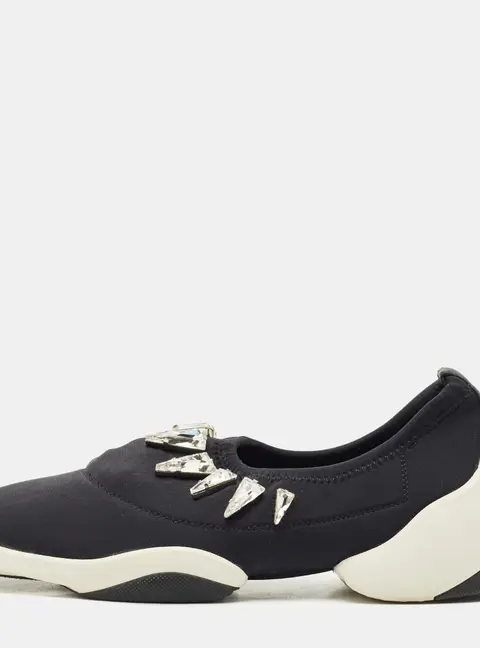 Giuseppe Zanotti Black Fabric Light Jump Lts Crystal Embellished Sneakers Size 39