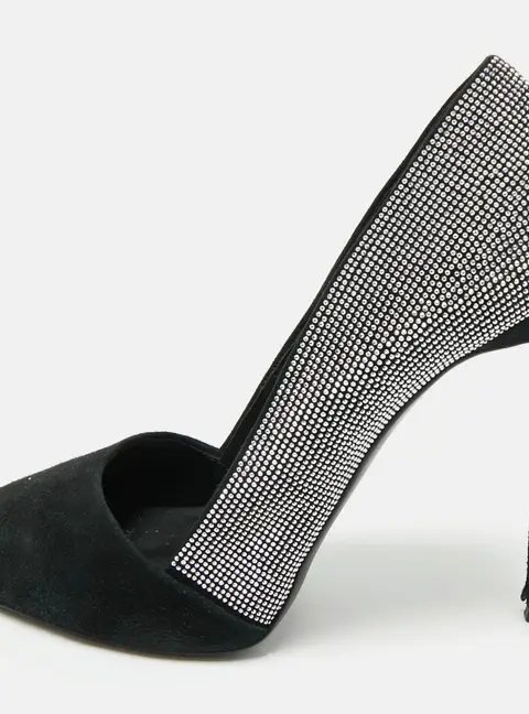 Giuseppe Zanotti Black Suede Crystal Embellished Pumps Size 39