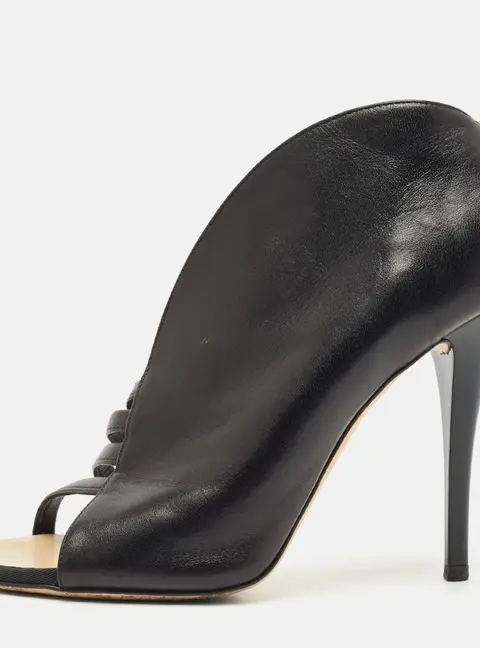 Giuseppe Zanotti Black Leather Cut Out Sandals Size 38.5