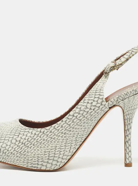 Giuseppe Zanotti Grey/White Python Embossed Leather Peep Toe Slingback Pumps Size 41