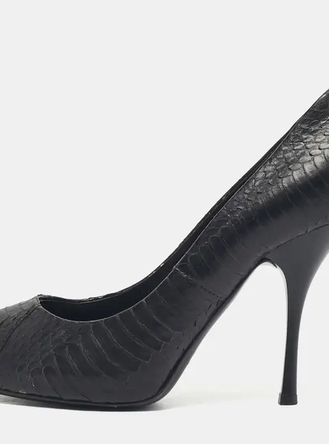 Giuseppe Zanotti Black Python Leather Platform Peep Toe Pumps Size 36