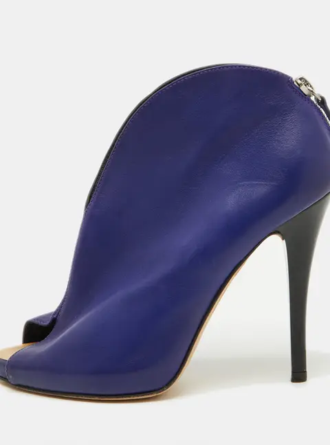 Giuseppe Zanotti Purple Leather Peep Toe Ankle Booties Size 36