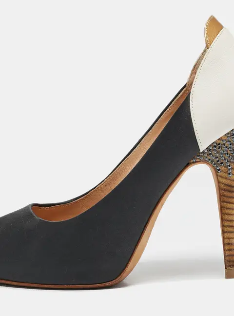 Giuseppe Zanotti Tricolor Leather and Satin Peep Toe Pumps Size 38