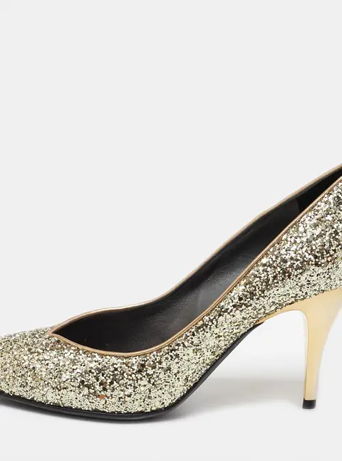 Giuseppe Zanotti Gold Glitter Round Toe Pumps Size 39.5