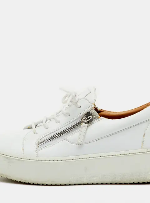 Giuseppe Zanotti White Leather Frankie Low Top Platform Sneakers Size 41