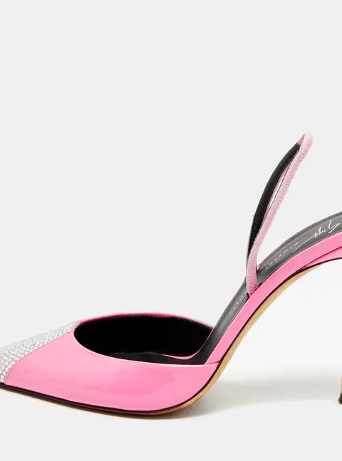Giuseppe Zanotti Pink Patent Leather and Suede Henriette Strass Pumps Size 40