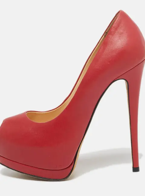 Giuseppe Zanotti Sharon Size 36 Red Leather Peep Toe Pumps