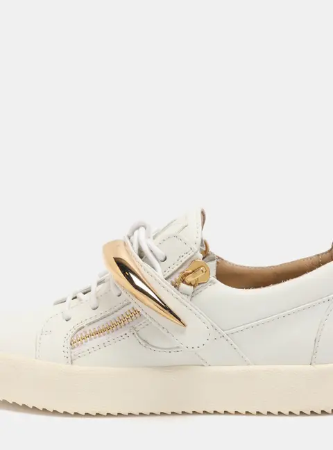 Giuseppe Zanotti Shark Tooth Size 40 White Leather Low Top Sneakers
