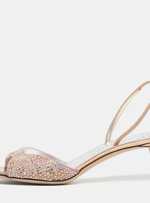 Giuseppe Zanotti Lilibeth Starlight Size 37 Pink Suede Crystal Embellished Slingback Sandals