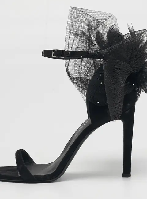 Giuseppe Zanotti Basic 105 Size 38 Black Lace and Suede Slide Sandals