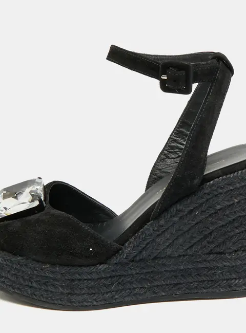 Giuseppe Zanotti Size 39 Black Suede Wedge Sandals