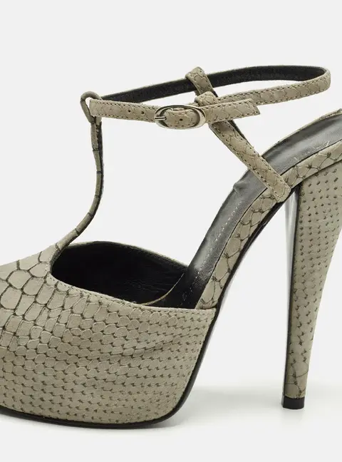 Giuseppe Zanotti Size 37 Grey Suede Peep Toe Ankle Strap Sandals