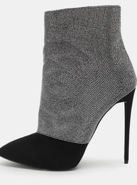 Giuseppe Zanotti Olinda Studded Size 40 Black Suede Ankle Length Boots