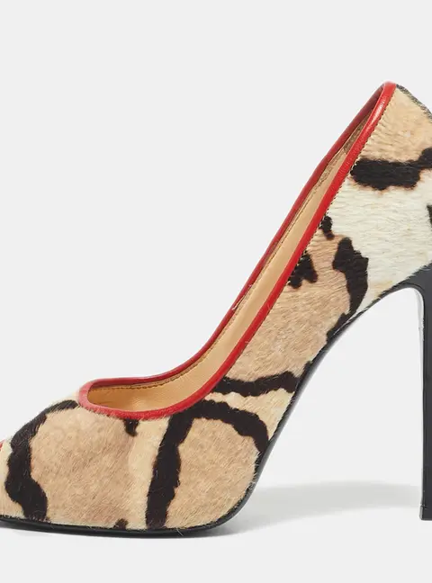 Giuseppe Zanotti Multicolor Leopard Print Calf Hair Peep Toe Pumps Size 38