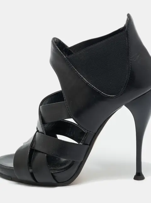 Giuseppe Zanotti Black Leather Crisscross Ankle Strap Sandals Size 36.5
