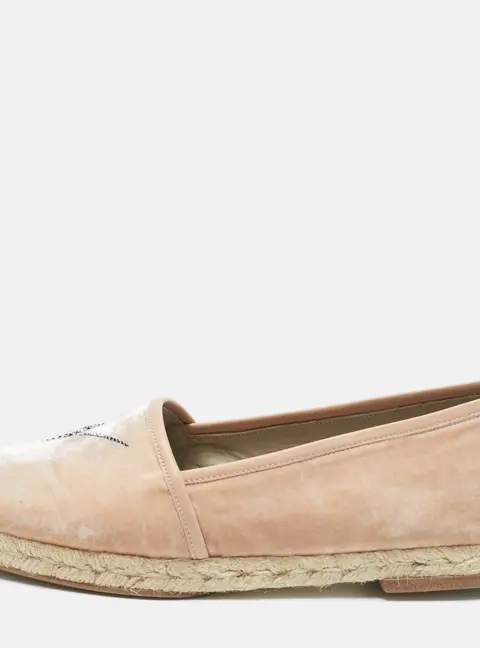 Giuseppe Zanotti Beige Leather and Velvet Espadrille Flats Size 39