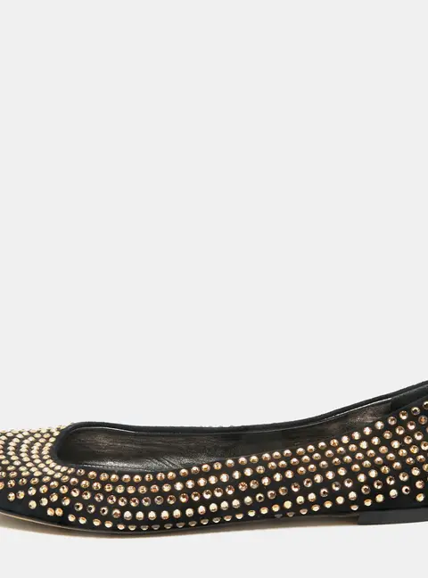 Giuseppe Zanotti Black Suede Crystal Embellished Ballet Flats Size 38