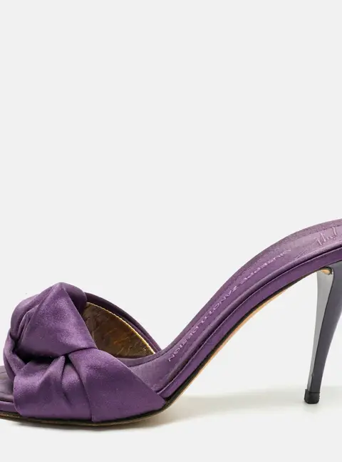 Giuseppe Zanotti Purple Satin knot Slide Sandals Size 38.5