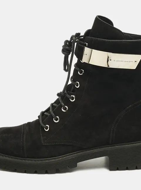 Giuseppe Zanotti Black Suede Kommando Combat Boots Size 40