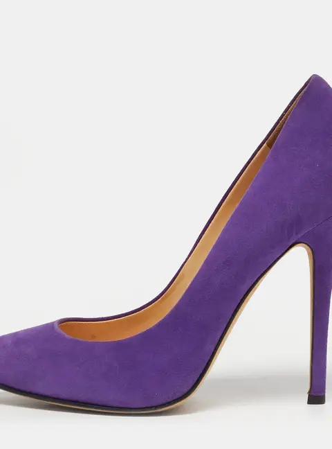 Giuseppe Zanotti Purple Suede Pointed Toe Pumps Size 38.5