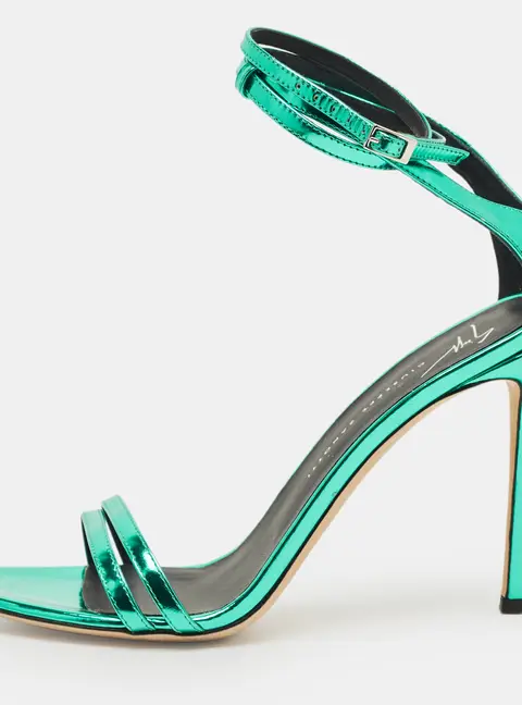 Giuseppe Zanotti Green Patent Leather Catia Ankle Strap Sandals Size 37.5