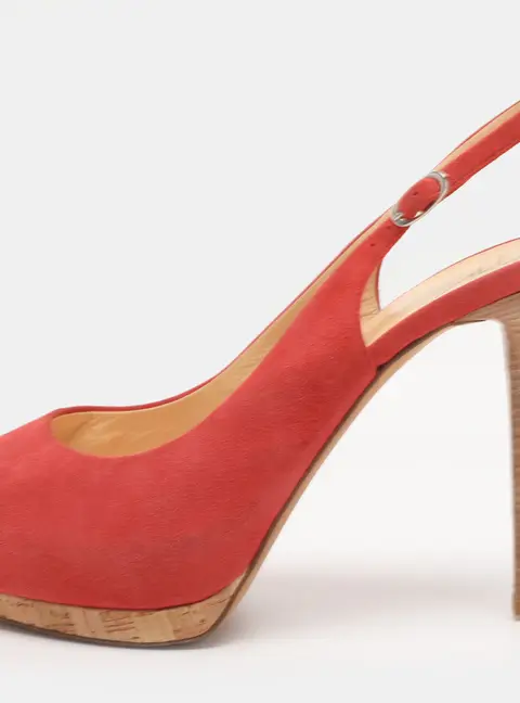 Giuseppe Zanotti Red Suede Slingback Platform Pumps Size 40