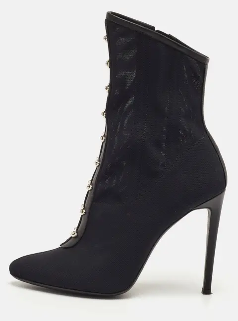 Giuseppe Zanotti Janice Size 40 Black Leather and Mesh Ankle Length Boots