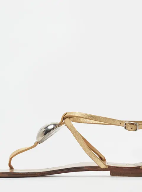 Giuseppe Zanotti Size 36.5 Gold Leather Thong Flats