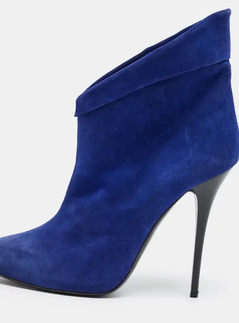 Giuseppe Zanotti Size 38.5 Blue Suede Ankle Length Boots