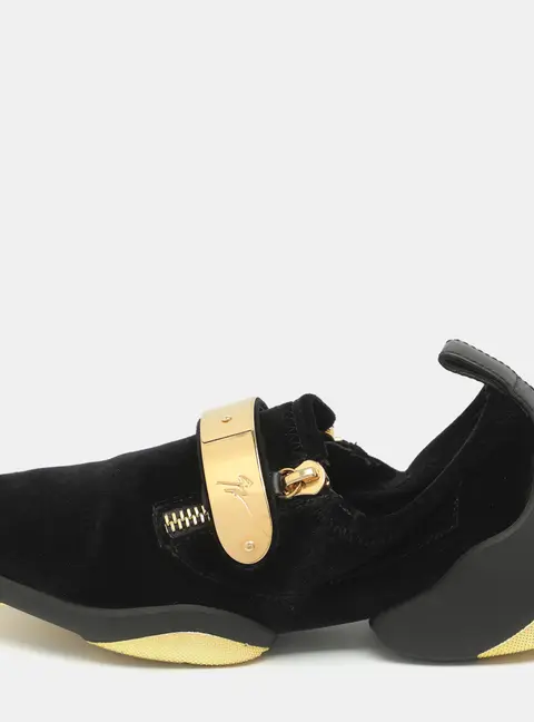 Giuseppe Zanotti Light Jump Lt2 Size 37 Black Velvet Slip On Sneakers