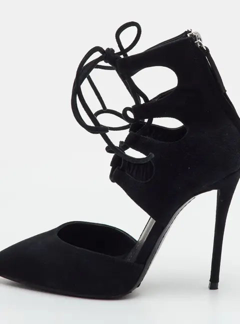 Giuseppe Zanotti Belgravia Size 36.5 Black Suede Lace Up Pumps