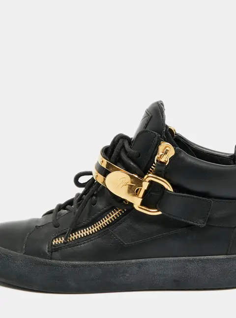 Giuseppe Zanotti Coby Size 42 Black Leather High Top Sneakers