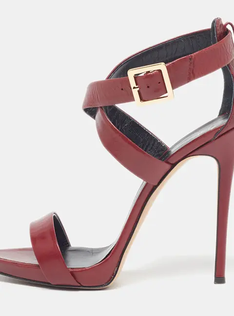 Giuseppe Zanotti Bellis Size 39 Burgundy Leather Ankle Strap Sandals