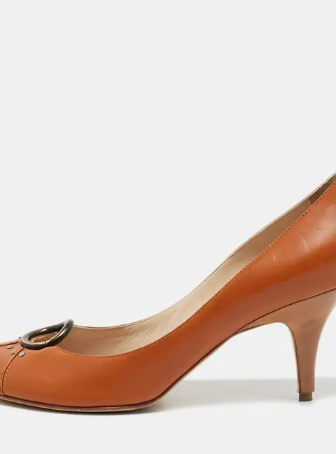 Giuseppe Zanotti Lucrezia Size 40 Brown Leather Round Pumps