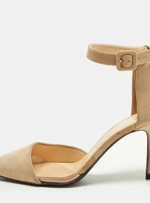 Giuseppe Zanotti Size 36.5 Beige/Transparent Suede and PVC D'orsay Pumps