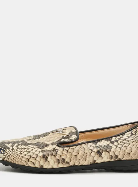 Giuseppe Zanotti Size 36 Beige Python Embossed Leather Smoking Slippers
