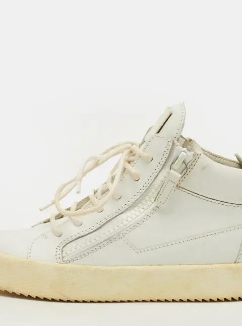 Giuseppe Zanotti Kriss Size 36 White Leather Mid Top Lace Up Sneakers