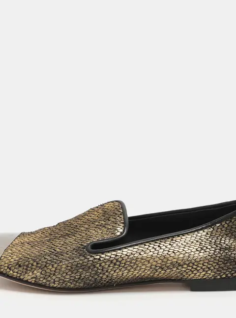 Giuseppe Zanotti Size 40 Gold Python Embossed Leather Smoking Slippers