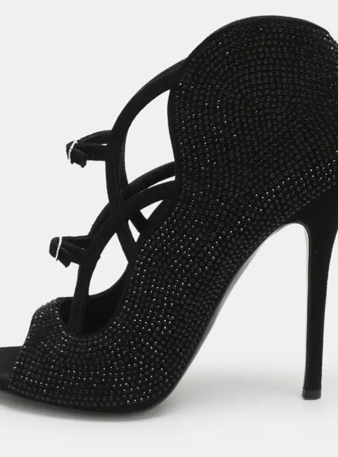 Giuseppe Zanotti Size 39 Black Rhinestone and Suede Booties
