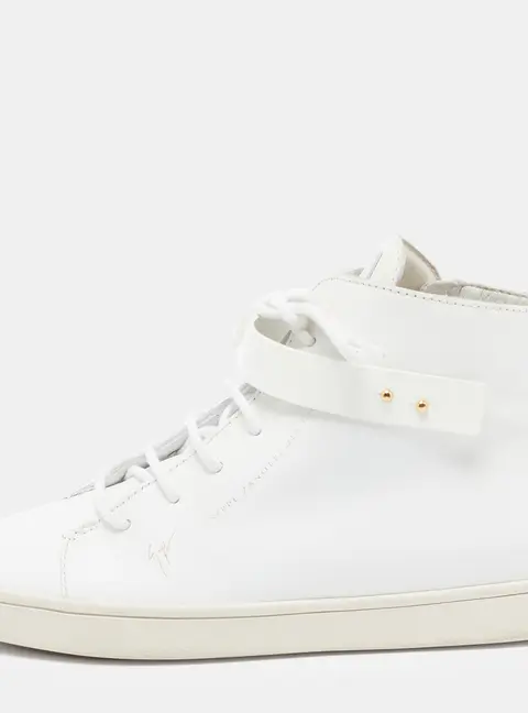 Giuseppe Zanotti Size 38.5 White Leather High Top Sneakers