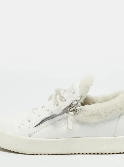 Giuseppe Zanotti Addy Winter Size 39 White Leather and Shearling Low Top Sneakers