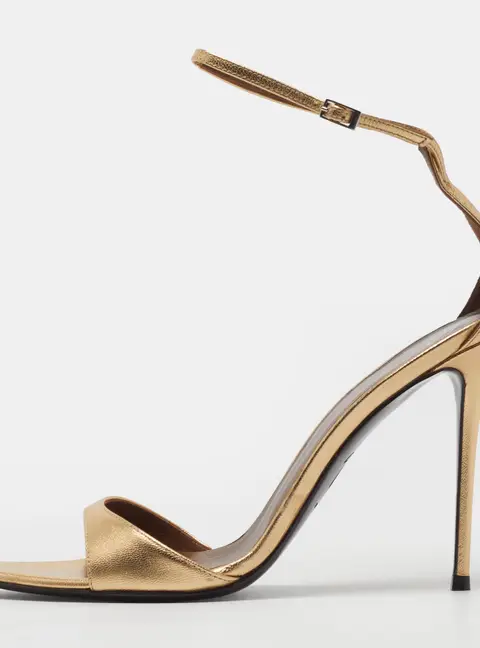 Giuseppe Zanotti Intriigo Size 38.5 Gold Leather Ankle Strap Sandals