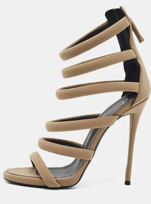 Giuseppe Zanotti Chantal Size 38 Grey Suede Ankle Strap Sandals