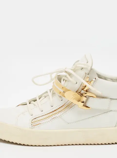 Giuseppe Zanotti Coby Size 41 White Leather Zipper High Top Sneakers