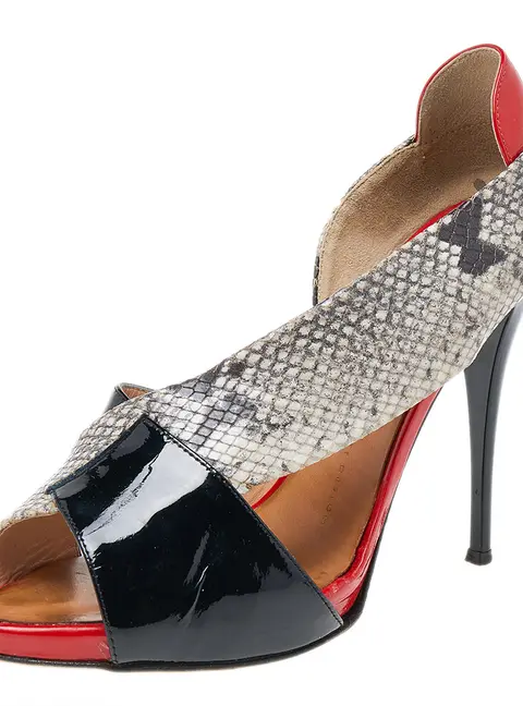 Giuseppe Zanotti Multicolor Python Embossed And Patent Leather D'orsay Peep Toe Pumps Size 38