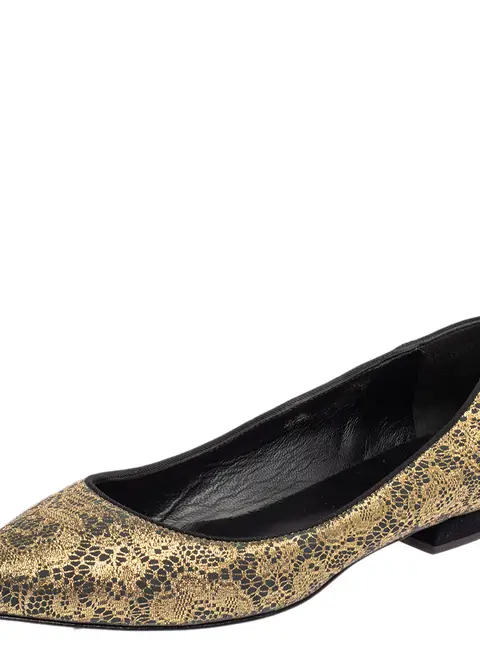 Giuseppe Zanotti Metallic Gold  Textile Fabric  Ballet Flats Size 37