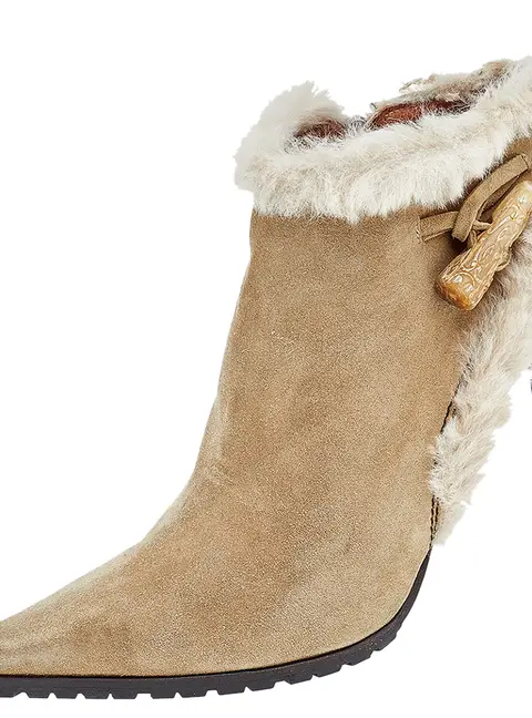 Giuseppe Zanotti Beige Suede And Fur Ankle Length Boots Size 40