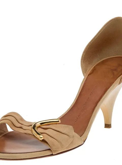 Giuseppe Zanotti Beige Suede Slide Sandals Size 39