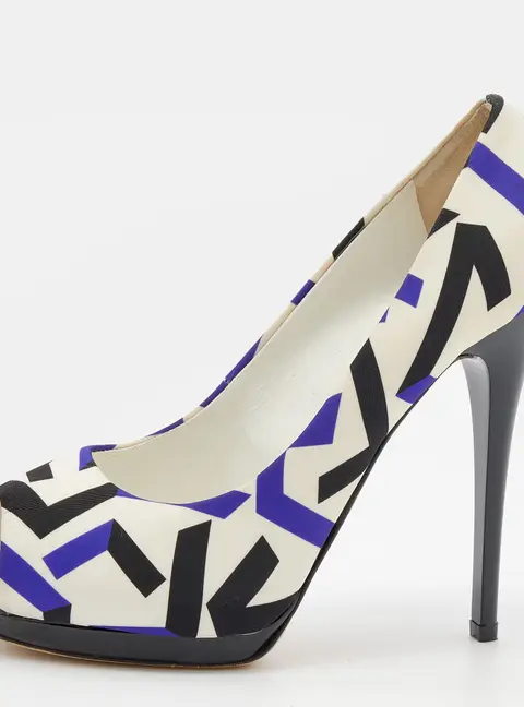 Giuseppe Zanotti Multicolor Printed Fabric Peep Toe Pumps Size 40