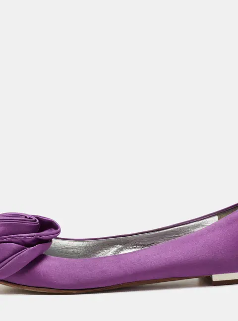 Giuseppe Zanotti Purple Satin Flower Applique Ballet Flats Size 37.5